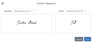 Image from Verifyle asking the user to confirm their signature.