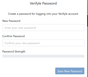 Screenshot from Verifyle asking the user to create a password